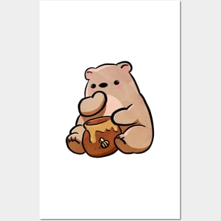 Brown Cute Kawaii Bear Posters and Art